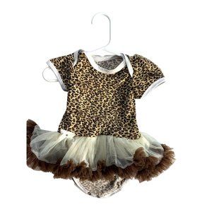 Baby Girl Infant Size 12 months 1 pc bodysuit dress tutu cheetah animal print tu